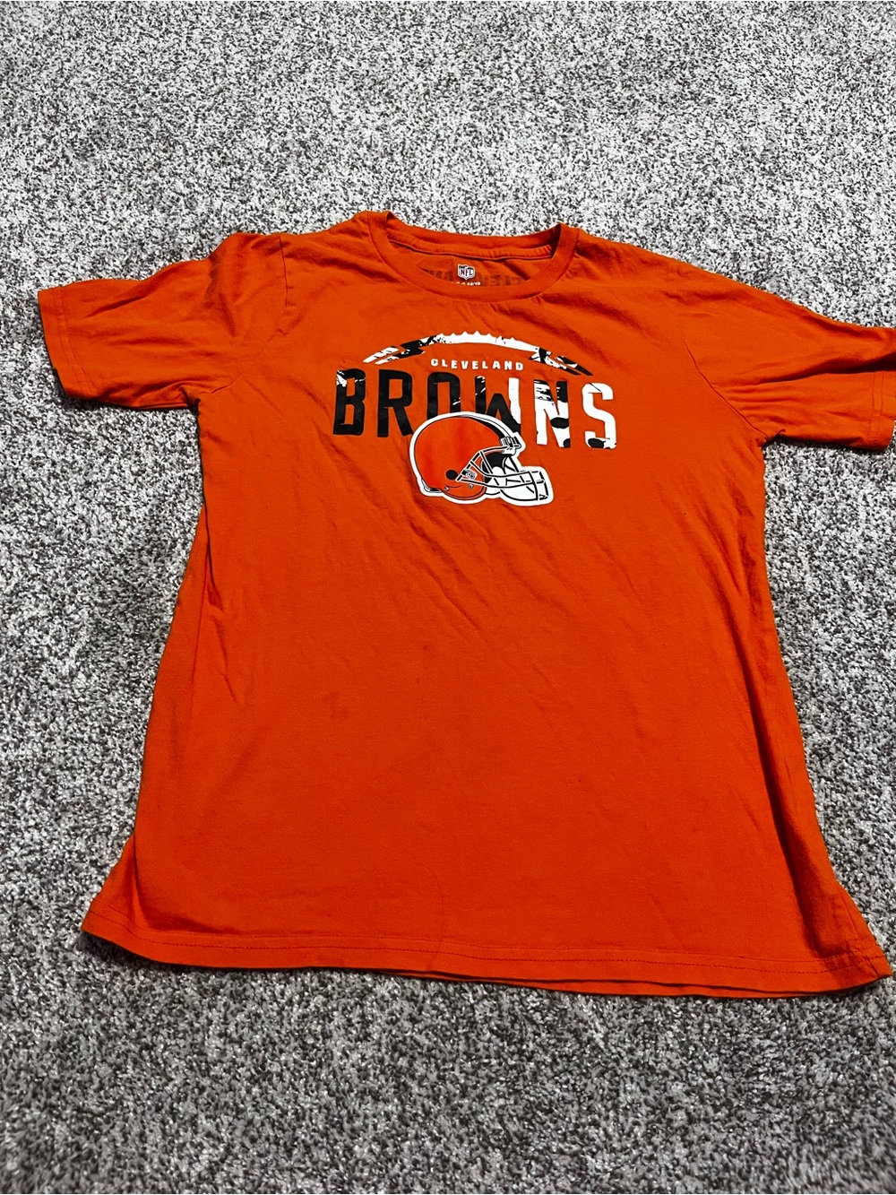 NFL Cleveland Browns Youth Large 14/16 Orange Graphic T-Shirt Double Sided